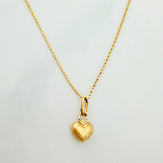Set Cadena Veneciana + Dije Corazon / 1.15 g / 15 3/4 in Oro Amarillo 18K
