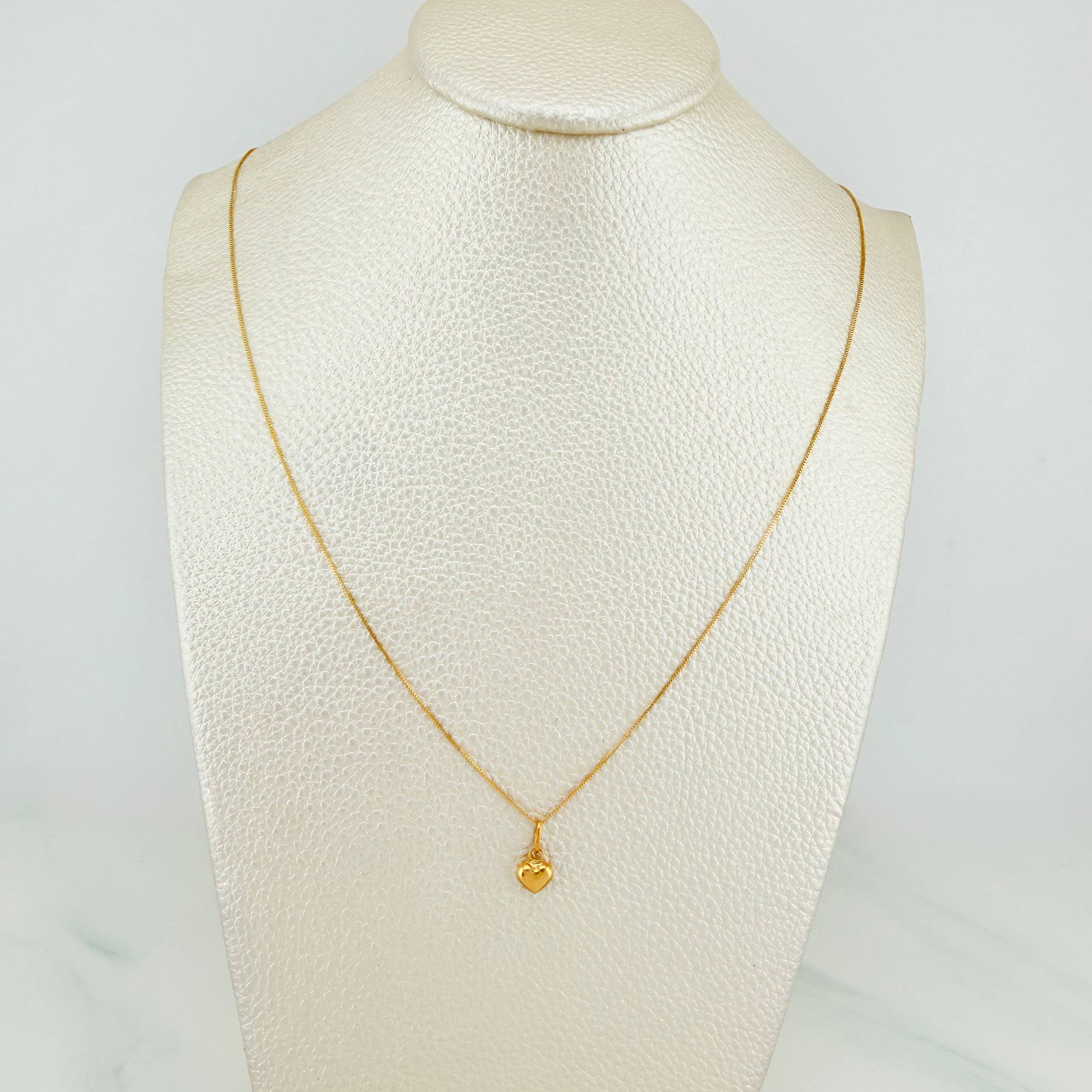 Set Cadena Veneciana + Dije Corazon / 1.15 g / 15 3/4 in Oro Amarillo 18K