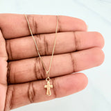 Set Cadena Veneciana + Dije Cruz / 1,1gr / 17 3/4 in Oro Amarillo 18K