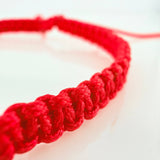 Red Woven Bracelet Turkish Eyes Diamond Cut Beads 5Pcs Yellow Gold 18K