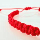 Red Woven Bracelet Turkish Eyes Diamond Cut Beads 5Pcs Yellow Gold 18K