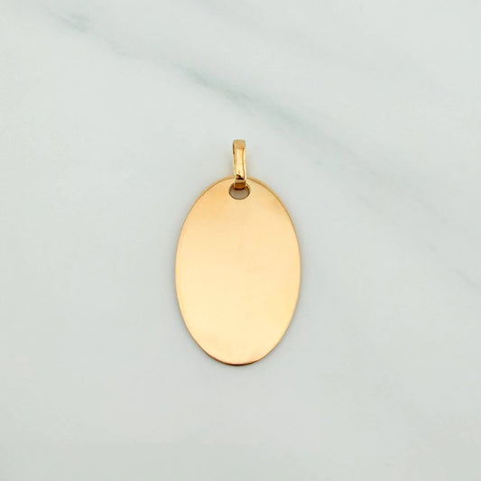Dije Placa Ovalada 1.2 g / 1 in Oro Amarillo 18K