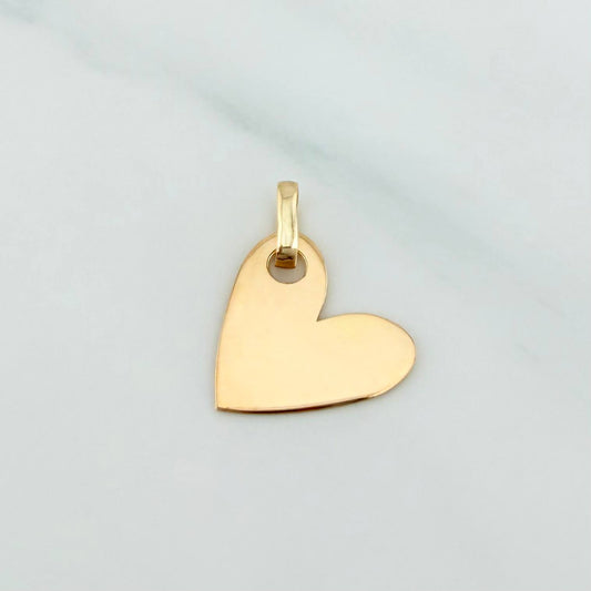 Dije Placa Corazon 0.6 g / 1/2 in Oro Amarillo 18K