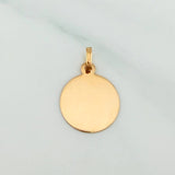 Dije Placa Circular 0.8 g / 3/4 in Oro Amarillo 18K