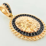 Pendant Saint Michael the Archangel 2.85 g / 1 in Two-Tone Black Yellow Gold 18K