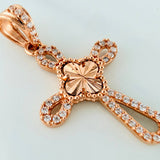 Dije Cruz Trebol 1.85 g / 1 1/4 in Oro Rosa 18K