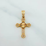 Pendant Cross Clover Flowers 1.95 g / 1 1/4 in Yellow Gold 18K