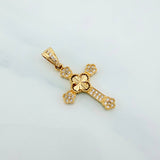 Pendant Cross Clover Flowers 1.95 g / 1 1/4 in Yellow Gold 18K