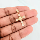 Pendant Cross Clover Flowers 1.95 g / 1 1/4 in Yellow Gold 18K