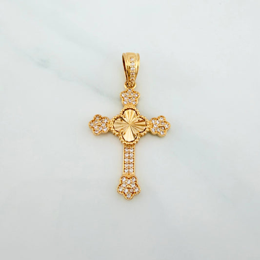 Dije Cruz Trebol Flores 3.25 g / 1 1/2 in Oro Amarillo 18K