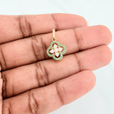 Dije Trebol Doble 1.4 g / 3/4 in Oro Amarillo 18K