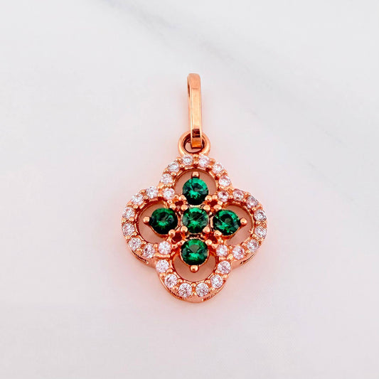 Dije Trebol Doble 1.5 g / 3/4 in Oro Rosa 18K