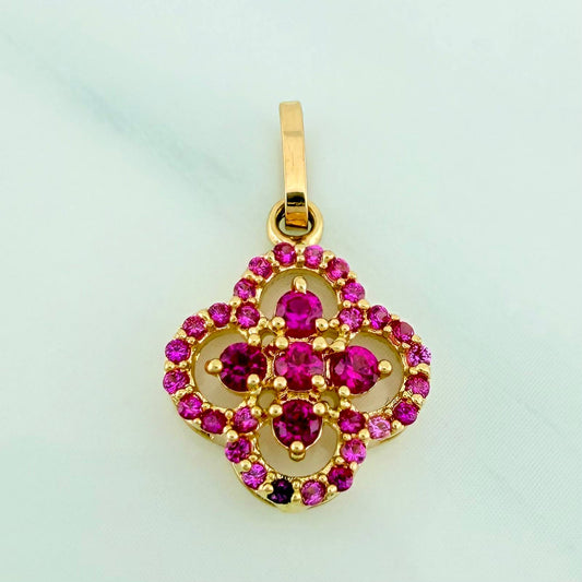 Dije Trebol Doble 1.45 g / 3/4 in Oro Amarillo 18K