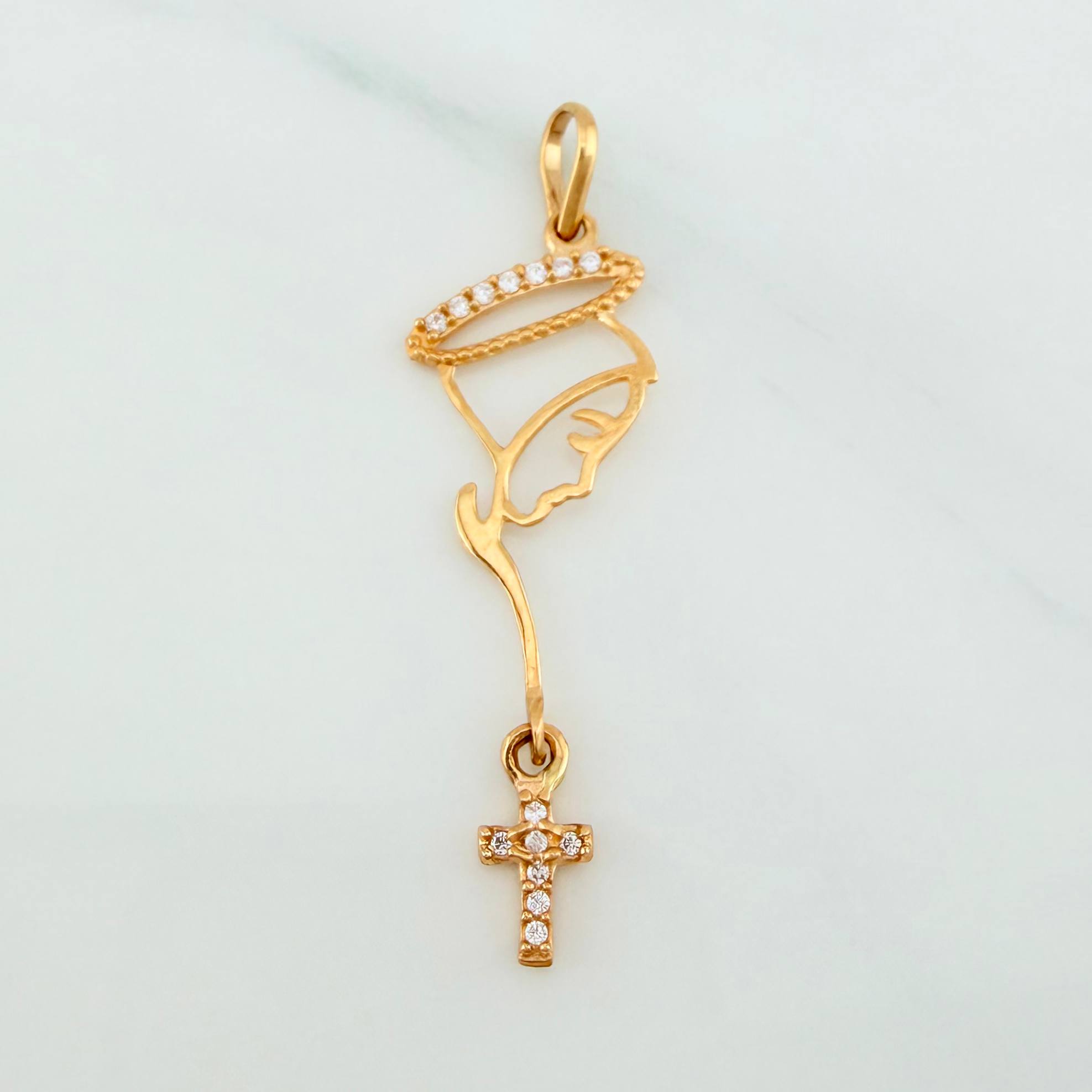 Dije Virgen Maria Cruz 0.7 g / 1 1/2 in Oro Amarillo 18K