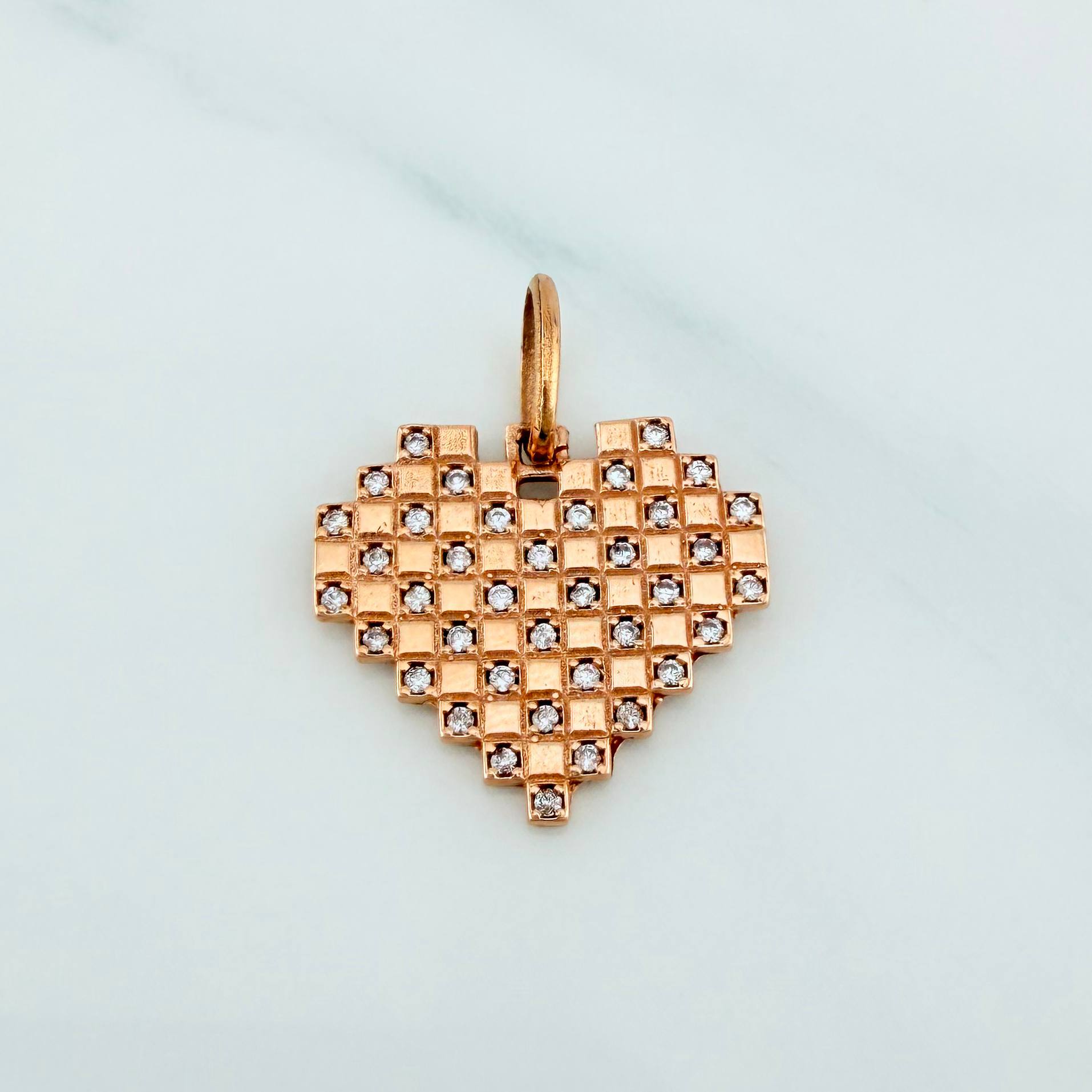 Pendant Grid Heart 2 g / 3/4 in 18K Rose Gold