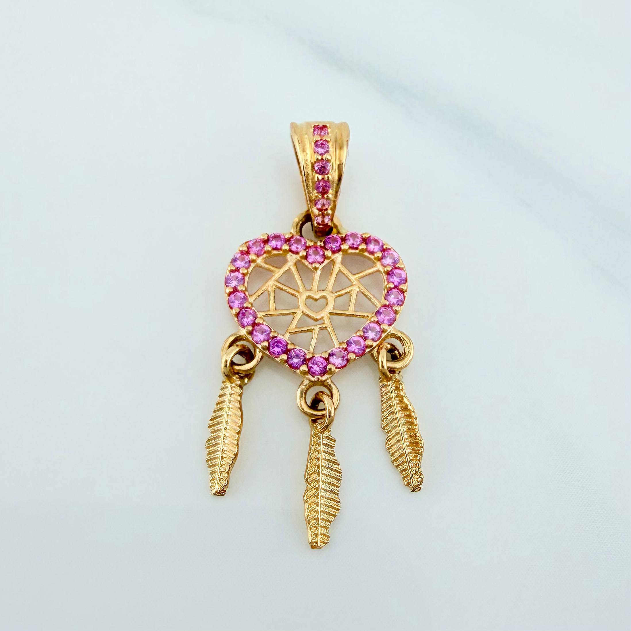 Dreamcatcher Heart Pendant 1.65 g / 1 in 18K Yellow Gold