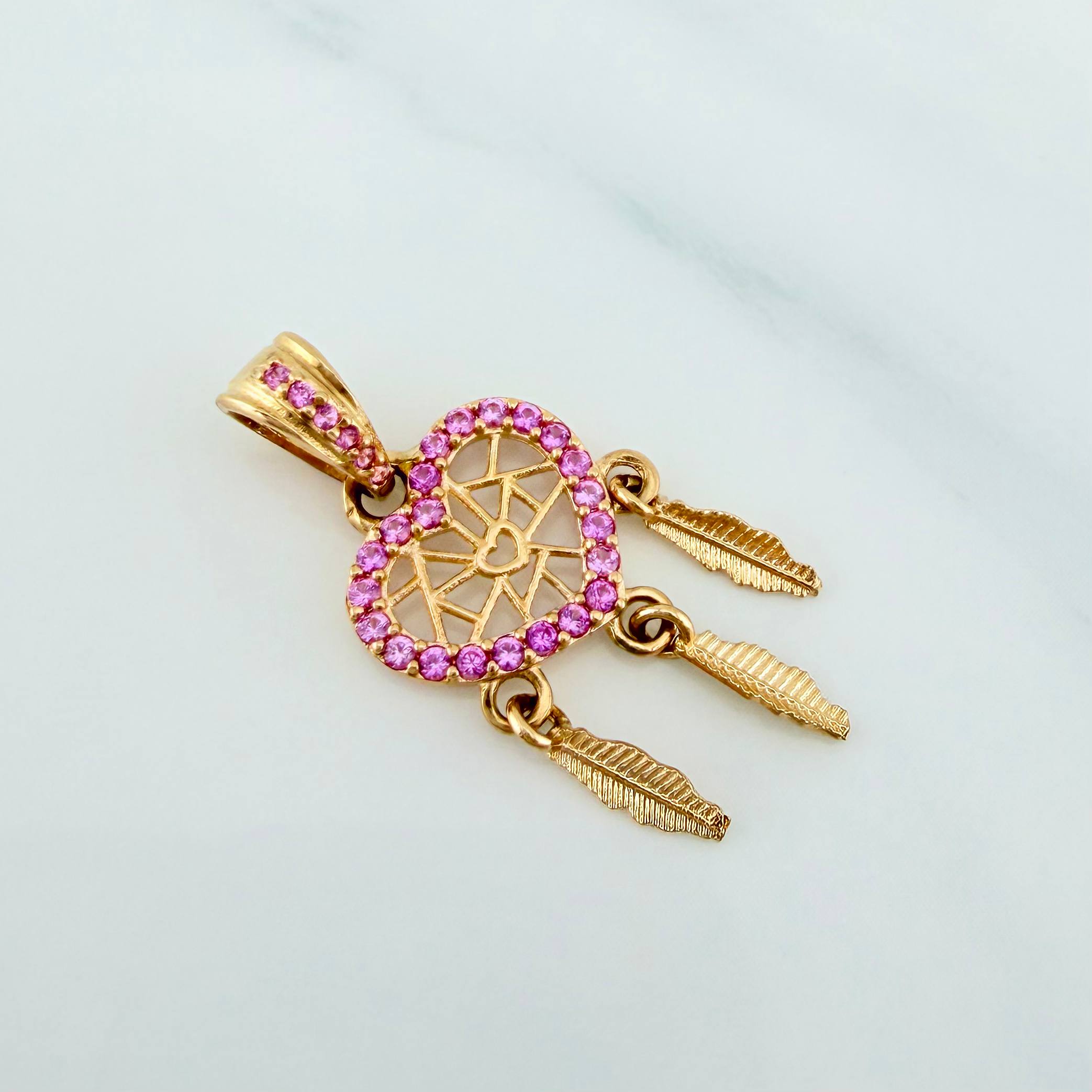 Dreamcatcher Heart Pendant 1.65 g / 1 in 18K Yellow Gold