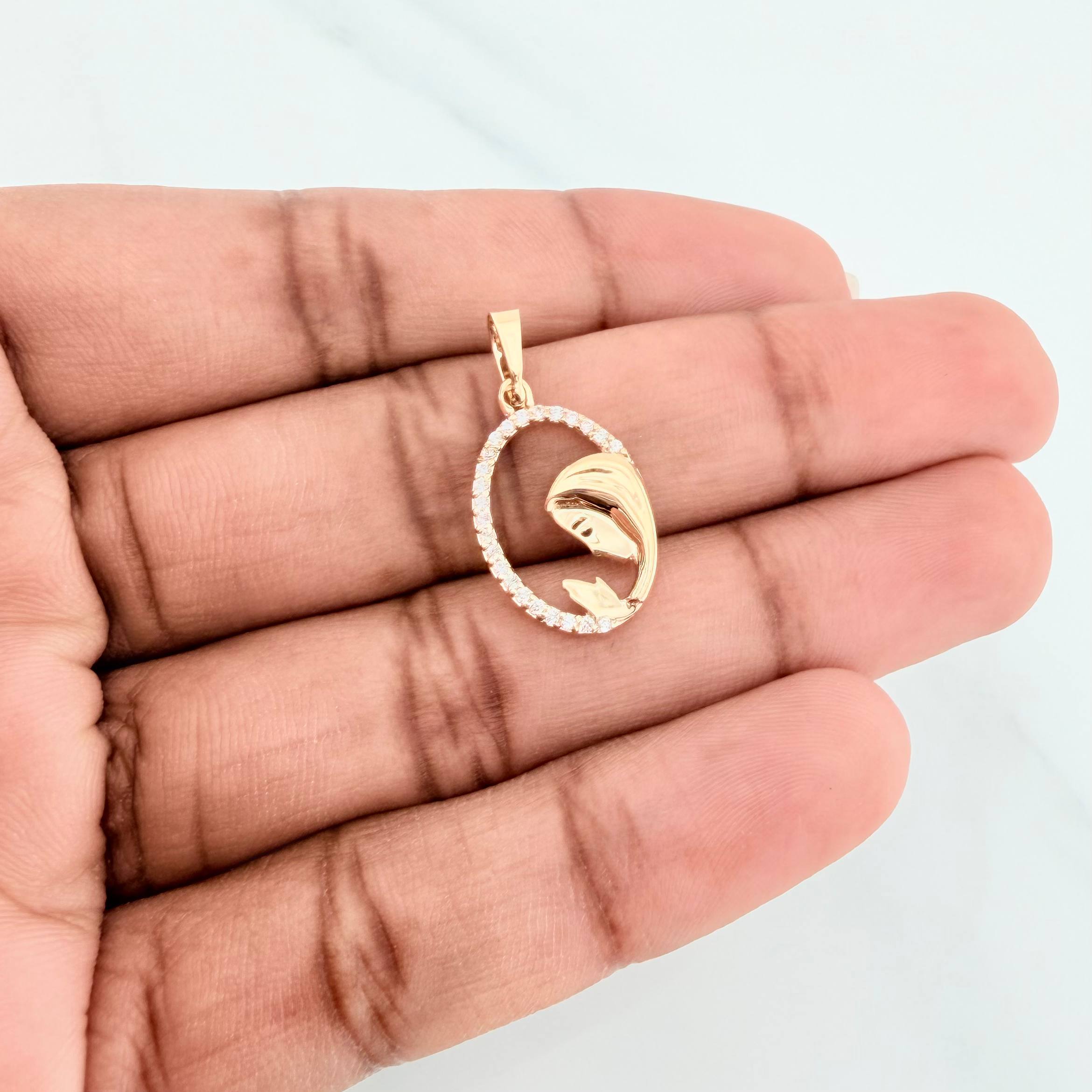 Pendant Virgin Mary 0.95 g / 1 in Yellow Gold 18K