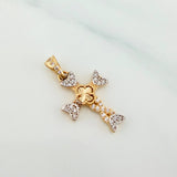 Clover Cross Pendant 1.6 g / 1 in Two Yellow White Gold 18K