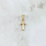 Pendant Flat Points Cross 0.5gr / 2.4cm / Polished Stamped - Yellow Gold 18K Edged Charger ©