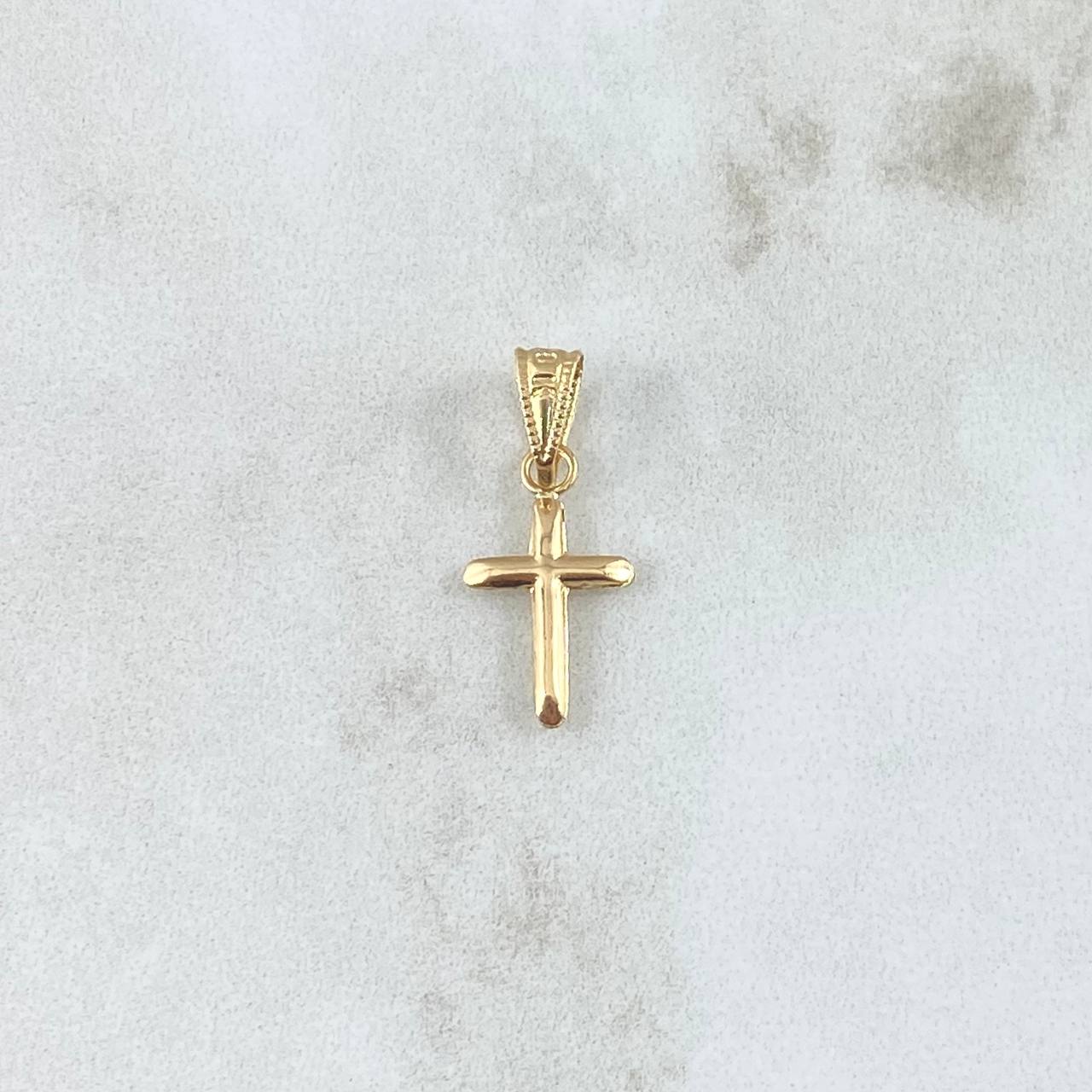 Pendant Flat Cross Points 0.25gr / 1.5cm / Polished Stamped - Yellow Gold 18K Edged Charger ©