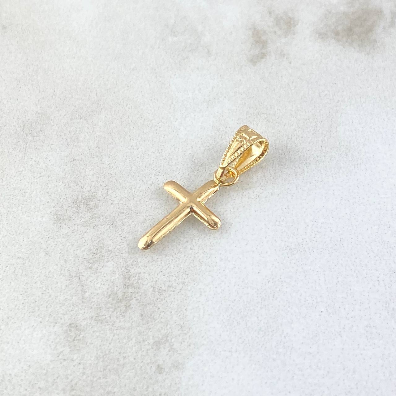 Pendant Flat Points Cross 0.5gr / 2.4cm / Polished Stamped - Yellow Gold 18K Edged Charger ©