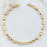 Pulso Rustico Barril Bi- Texturizado 4.7gr / 21cm / 4.3mm Liso Punteado Oro Amarillo 18K ©
