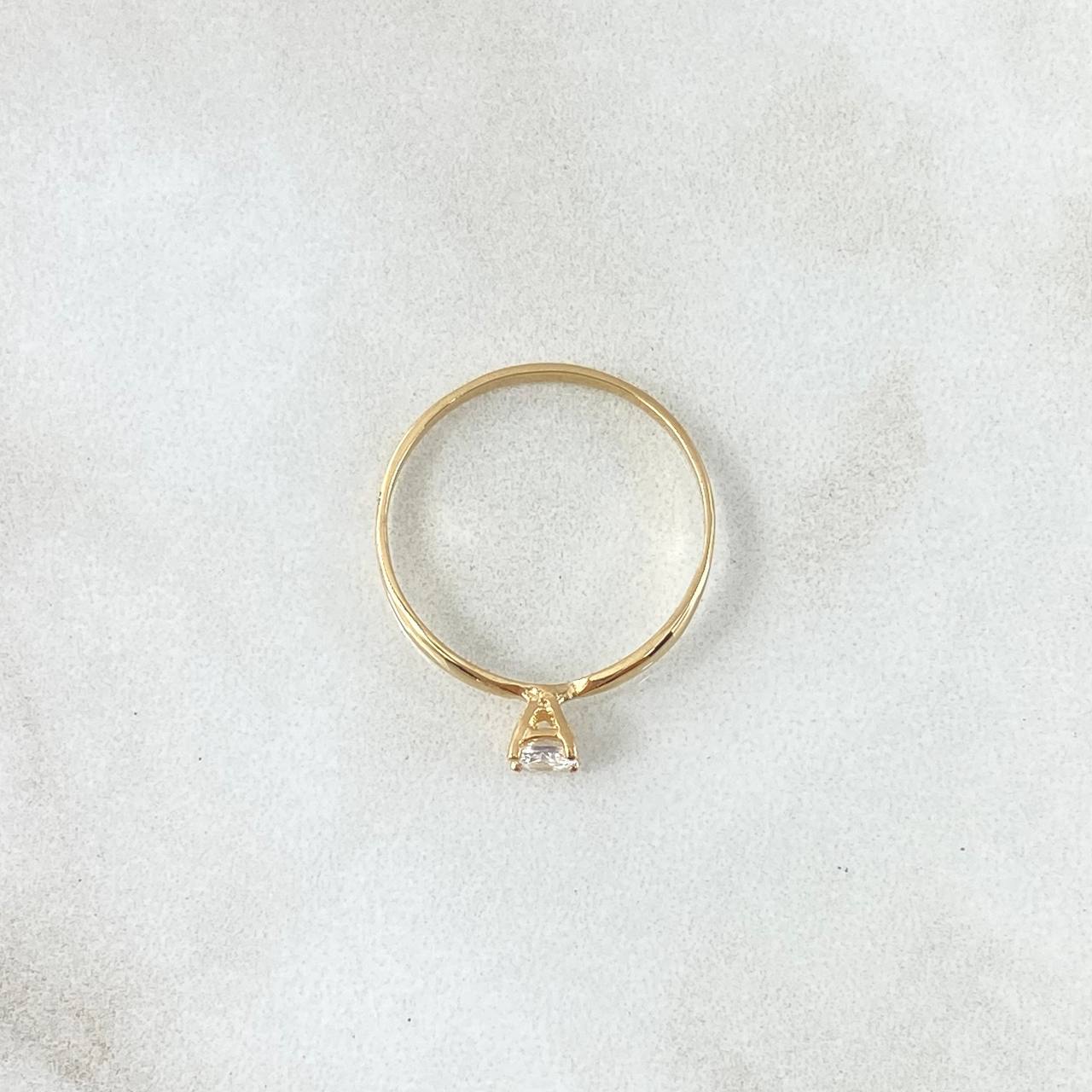 Classic Solitaire Ring 1.1gr / Size 6 3/4 / White Zircon Yellow Gold 18K ©