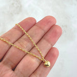 Set Rope Chain 0.95gr / 50cm / 1.2mm + Pendant Heart 0.3gr / 1cm Stamped 1.25gr 18K Yellow Gold (Offer)