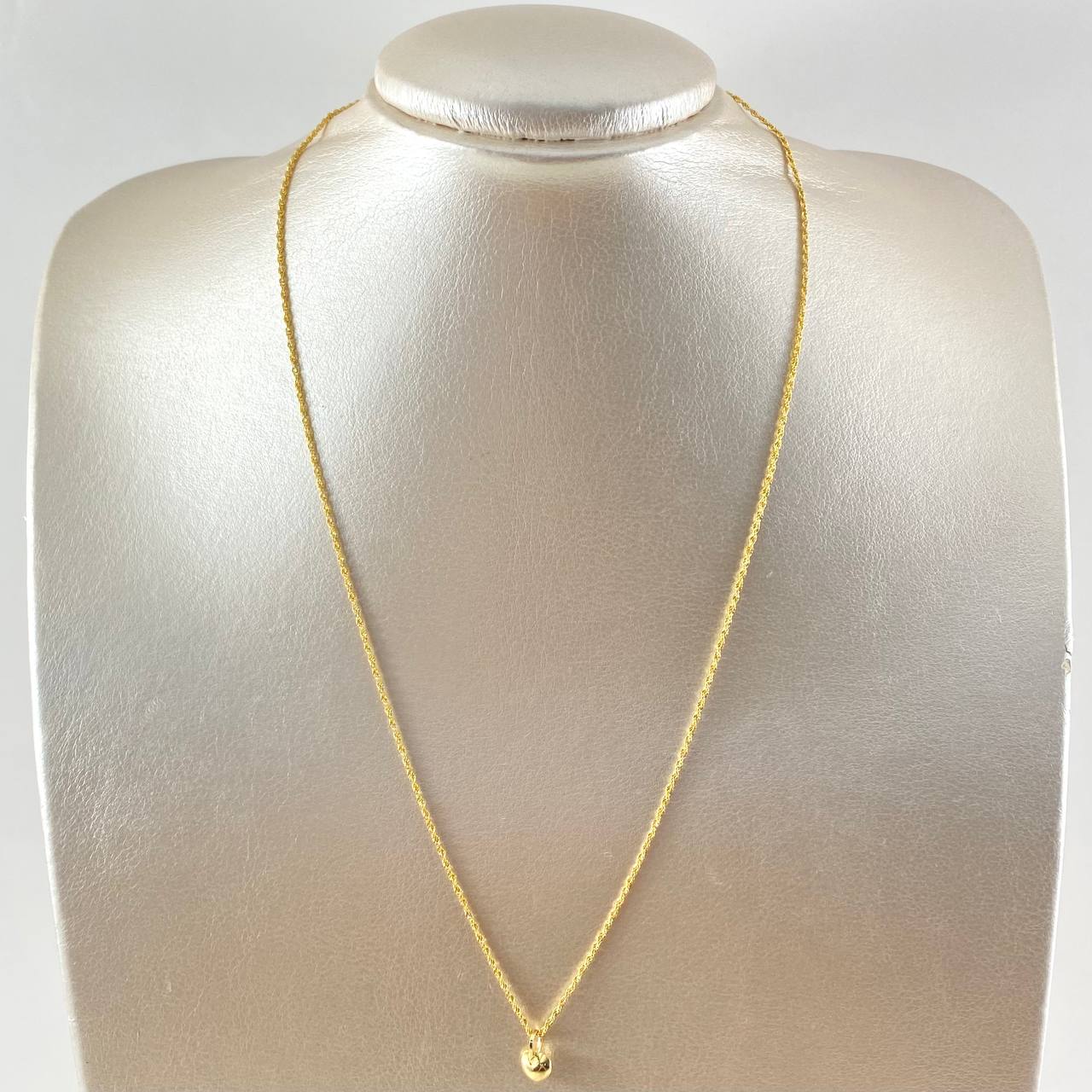 Set Rope Chain 0.95gr / 50cm / 1.2mm + Pendant Heart 0.3gr / 1cm Stamped 1.25gr 18K Yellow Gold (Offer)