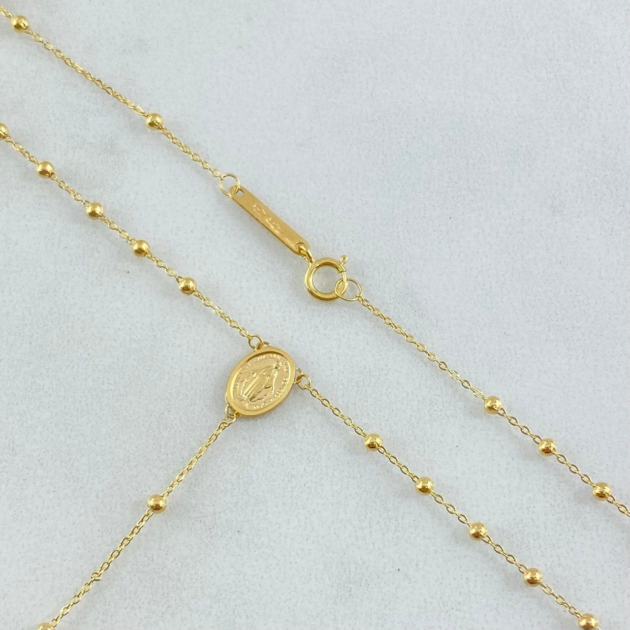 Rosario Virgen Milagrosa 2.75gr / 50cm / 2mm Bolas Lisas Crúz Lisa Oro Amarillo +4 18K