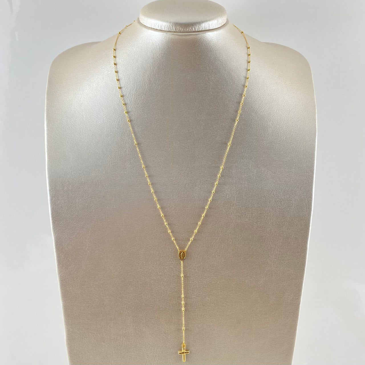 Rosario Virgen Milagrosa 2.75gr / 50cm / 2mm Bolas Lisas Crúz Lisa Oro Amarillo +4 18K