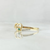 Anillo Corazón Silueta Sobresalto 1.25gr / T6 1/4 / Circon Verde Oro Amarillo 18K ©