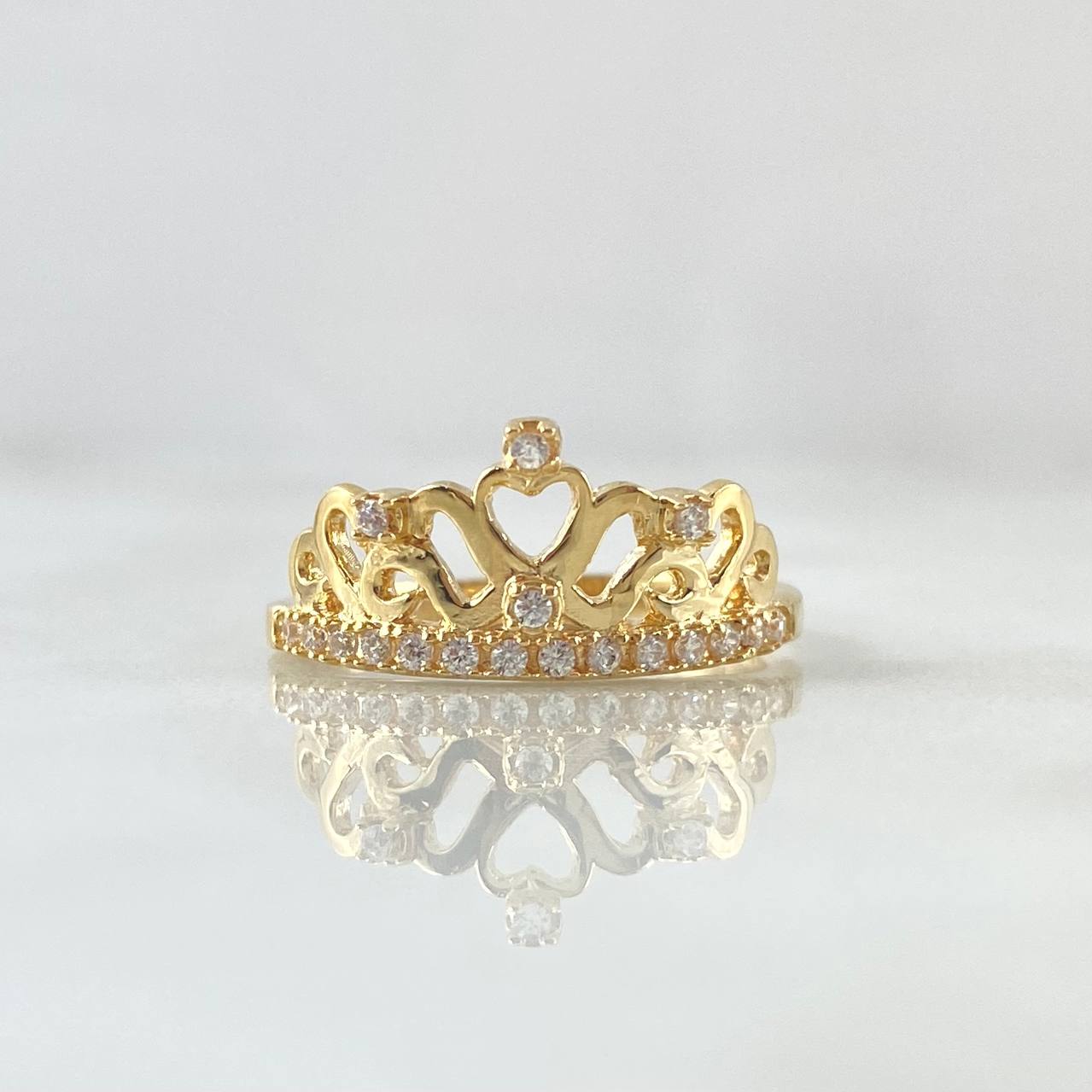 Anillo Corona 15s Bouquet 2.9gr / T6 1/2 / Circones Blancos Oro Amarillo 18K ©
