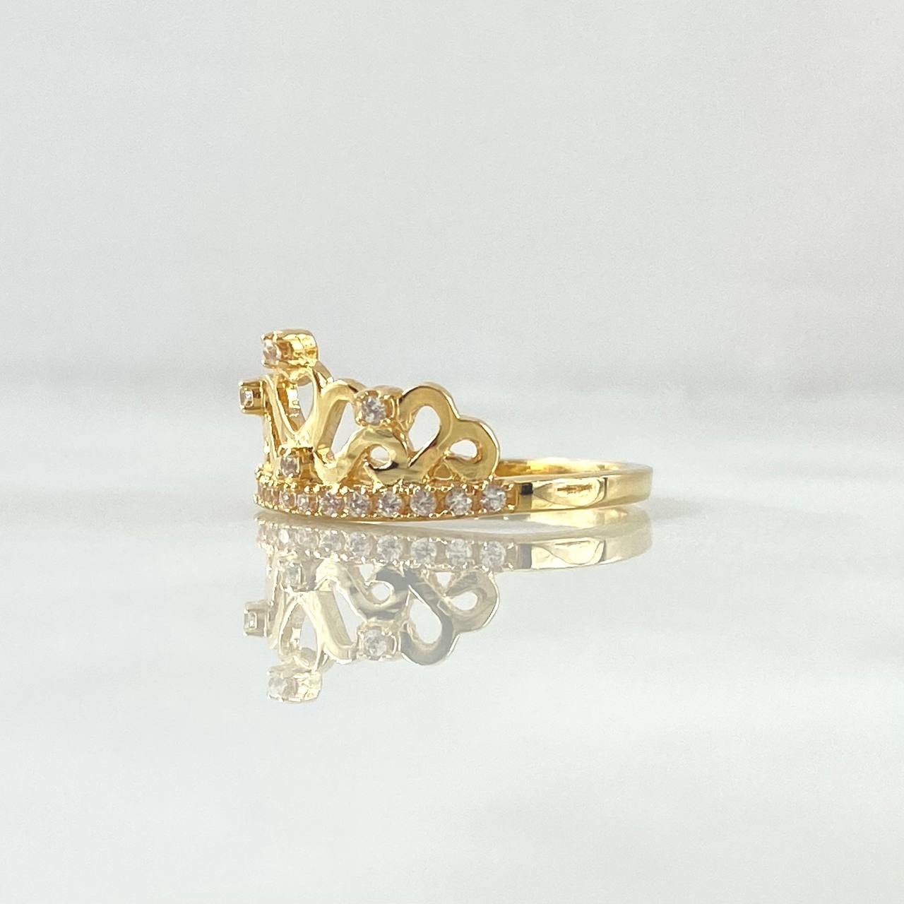 Anillo Corona 15s Bouquet 2.9gr / T6 1/2 / Circones Blancos Oro Amarillo 18K ©