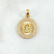 Dije Medalla Letra P 4.6gr / 3cm / Circones Blancos Oro Amarillo 18K