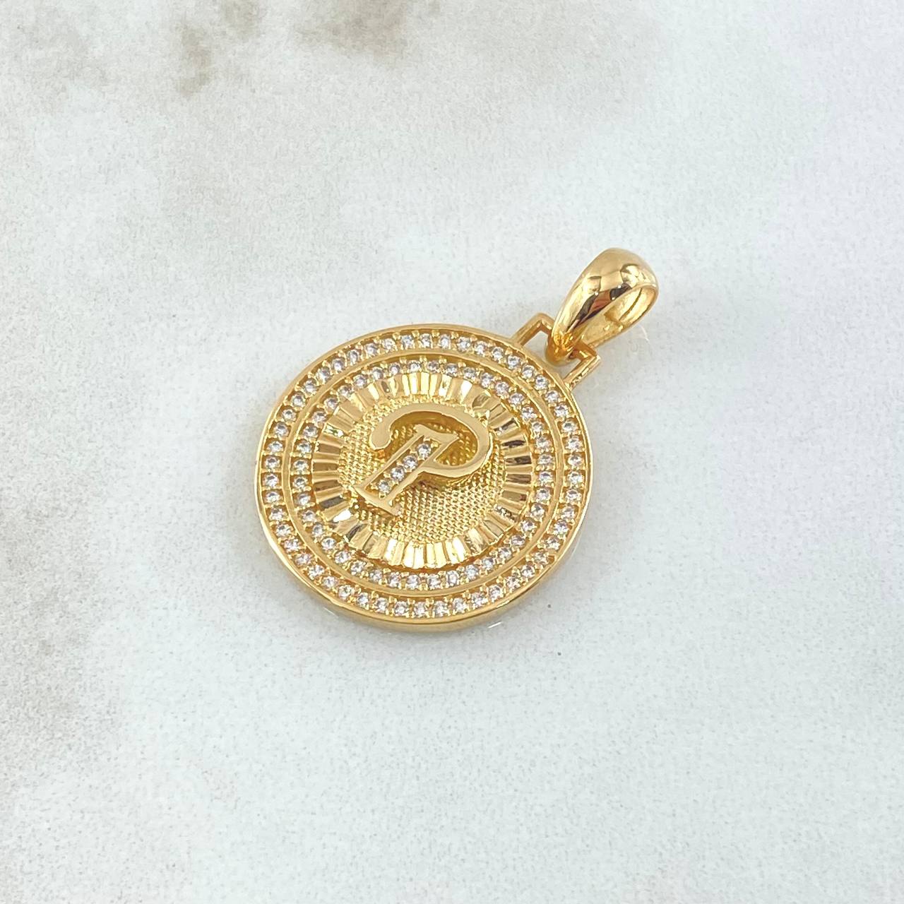 Dije Medalla Letra P 4.6g / 1 1/4 in Oro Amarillo 18K