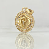 Dije Medalla Letra P 4.8gr / 1 1/4 in / Oro Amarillo 18K