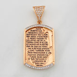 Dije Placa Padre Nuestro 7.6g / 1 1/2 in Dos Oros Blanco Rosa 18K