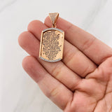 Dije Placa Padre Nuestro 7.6g / 1 1/2 in Dos Oros Blanco Rosa 18K
