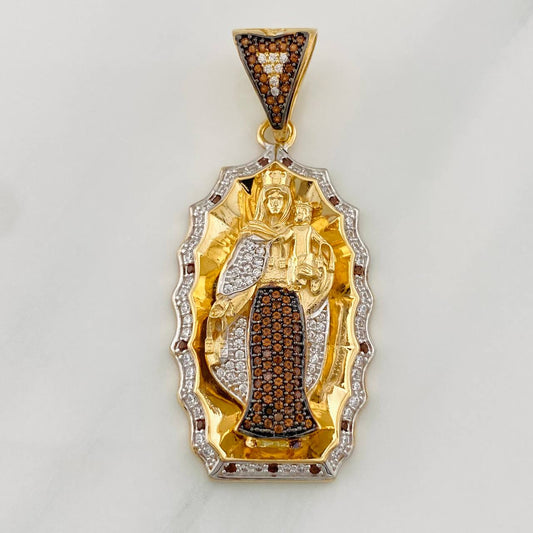 Pendant Virgin of Carmen 13.15g / 2 in Three Golds 18K