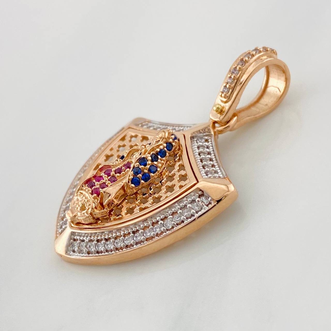 Dije Placa Virgen de Guadalupe 6.55g / 1 1/4 in Dos Oros Blanco Rosa 18K