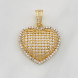 Pendant Dense Heart 3.3g / 3/4 in Two Golds Yellow White 18K