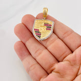 Pendant Plaque Car 6.45g / 1 1/2 in Two Golds Yellow White 18K