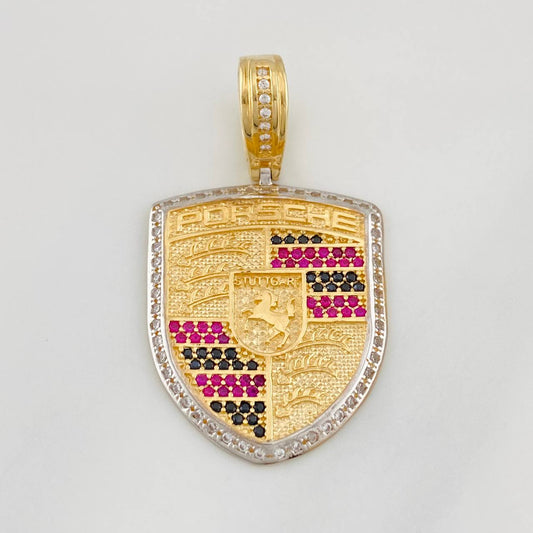 Pendant Plaque Car 6.45g / 1 1/2 in Two Golds Yellow White 18K