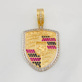 Pendant Plaque Car 6.45g / 1 1/2 in Two Golds Yellow White 18K