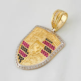 Pendant Plaque Car 6.45g / 1 1/2 in Two Golds Yellow White 18K