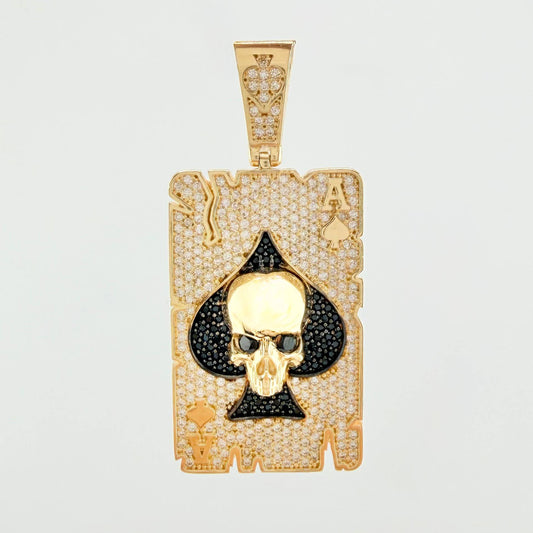 Dije Calavera Carta Pica De As 10.95gr / 2 in / Oro Amarillo 18K *