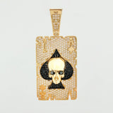 Dije Calavera Carta Pica De As 10.95gr / 2 in / Oro Amarillo 18K *