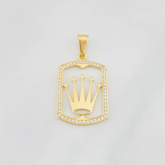 Dije Placa Corona 3.45g / 1 1/2 in Oro Amarillo 18K